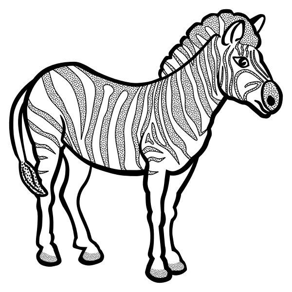 Zebra in black and white vector drawing Free SVG