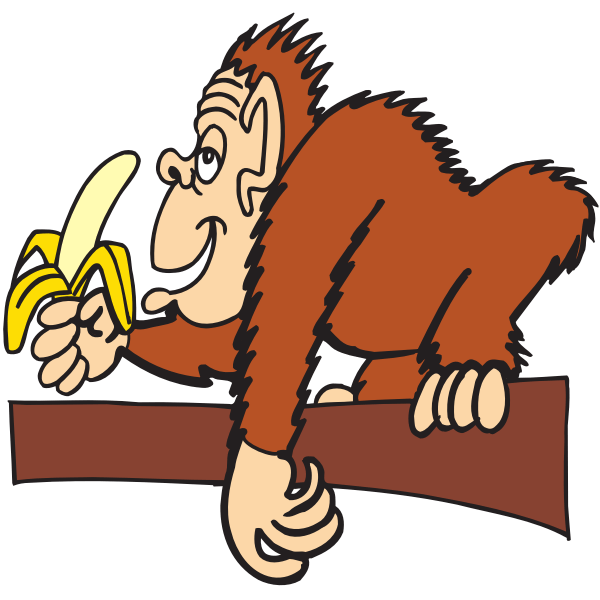 Ape eating banana Free SVG