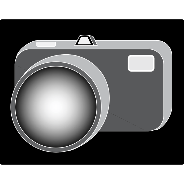 Vector drawing of simple camera icon with black background Free SVG