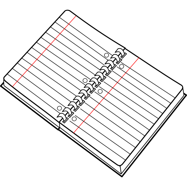 Vector image of open spiral notebook line art Free SVG