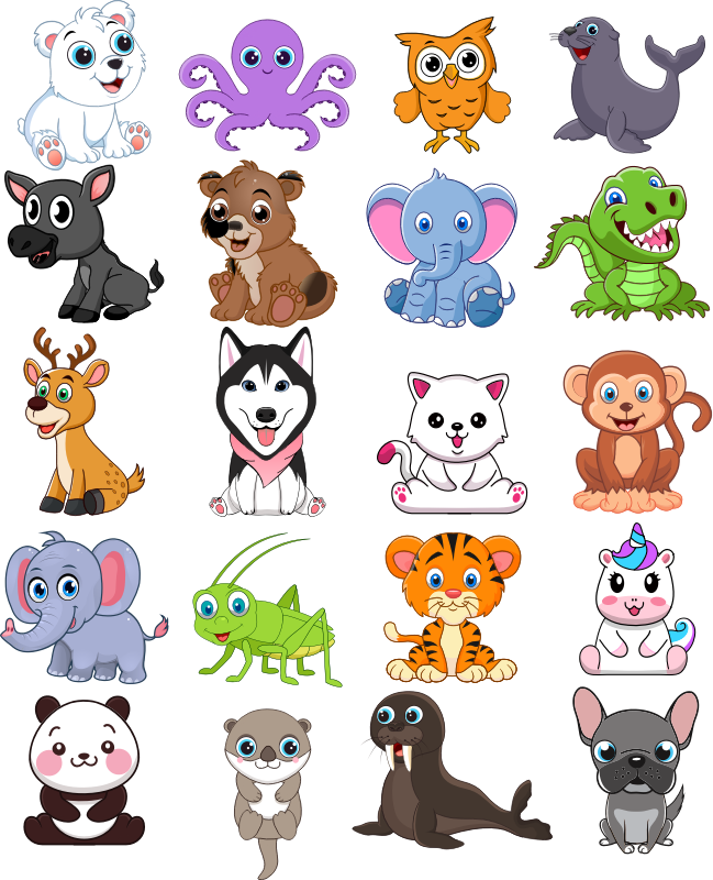 Cute animals collection Free SVG
