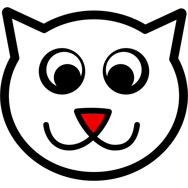 Vector clip art of a cat with red nose Free SVG