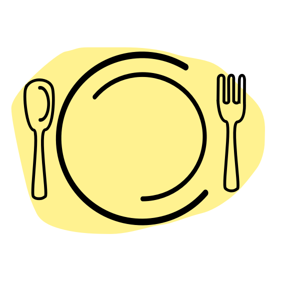 Vector illustration of dinner plate with spoon and fork Free SVG