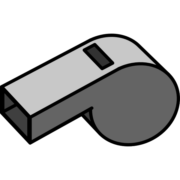 Grayscale 3D whistle vector drawing Free SVG