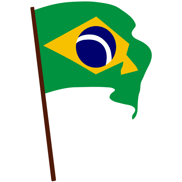Flag of Brazil on pole vector drawing Free SVG