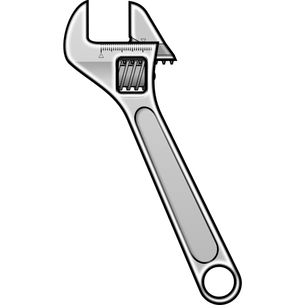Vector clip art of metal adjustable wrench Free SVG