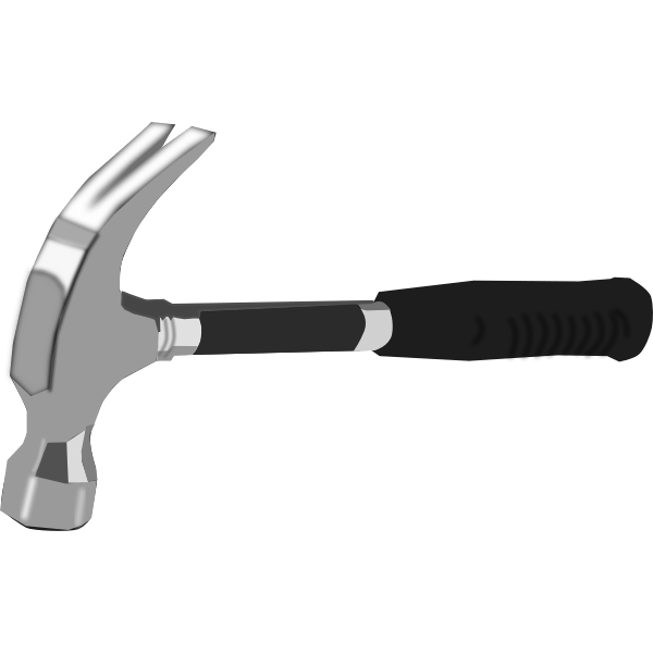 Vector image of hammer with black rubber handle Free SVG