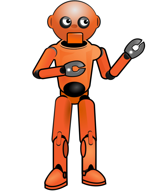 Orange Robot Cartoon Clip Art Free SVG
