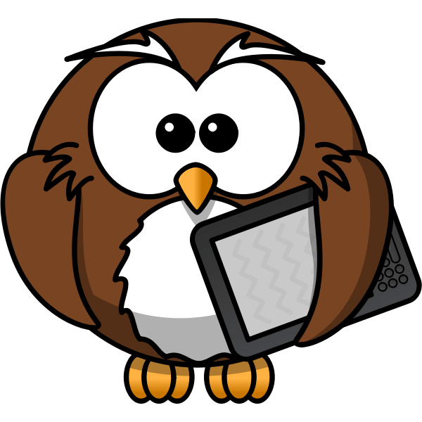 Owl with ebook reader vector image Free SVG