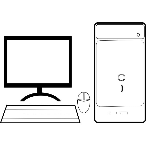 Black and white PC icon vector image Free SVG