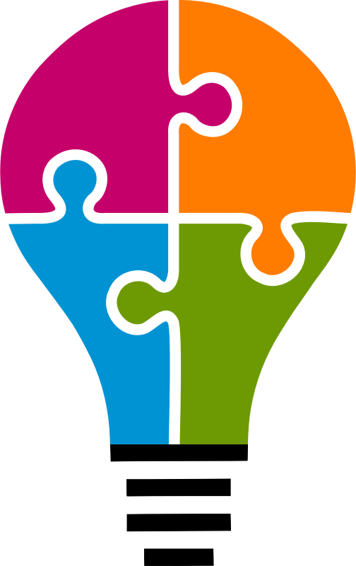 Lightbulb and jigsaw puzzle without border Free SVG