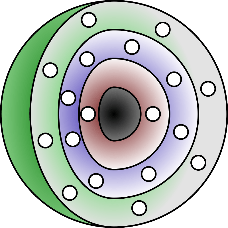Shell model of an atom in 3D with electrons Free SVG