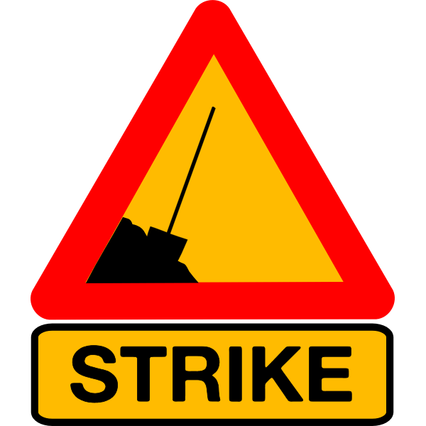 Vector illustration of road sign with word "strike" Free SVG