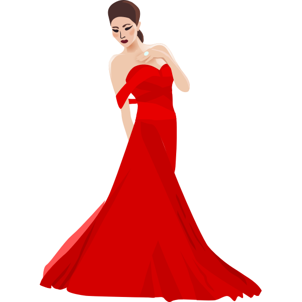 Chinese woman in red dress vector image Free SVG