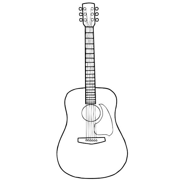Simple line art vector image of acoustic guitar Free SVG