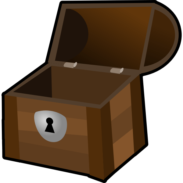 An open wooden chest with a lock vector clip art Free SVG