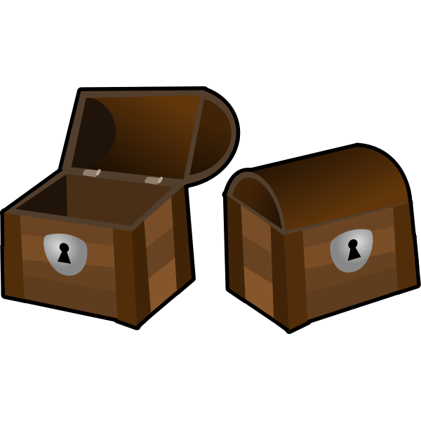 Vector clip art of an open and a closed treasure chest Free SVG