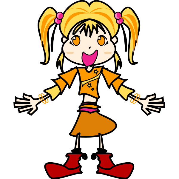 Yellow girl vector drawing Free SVG