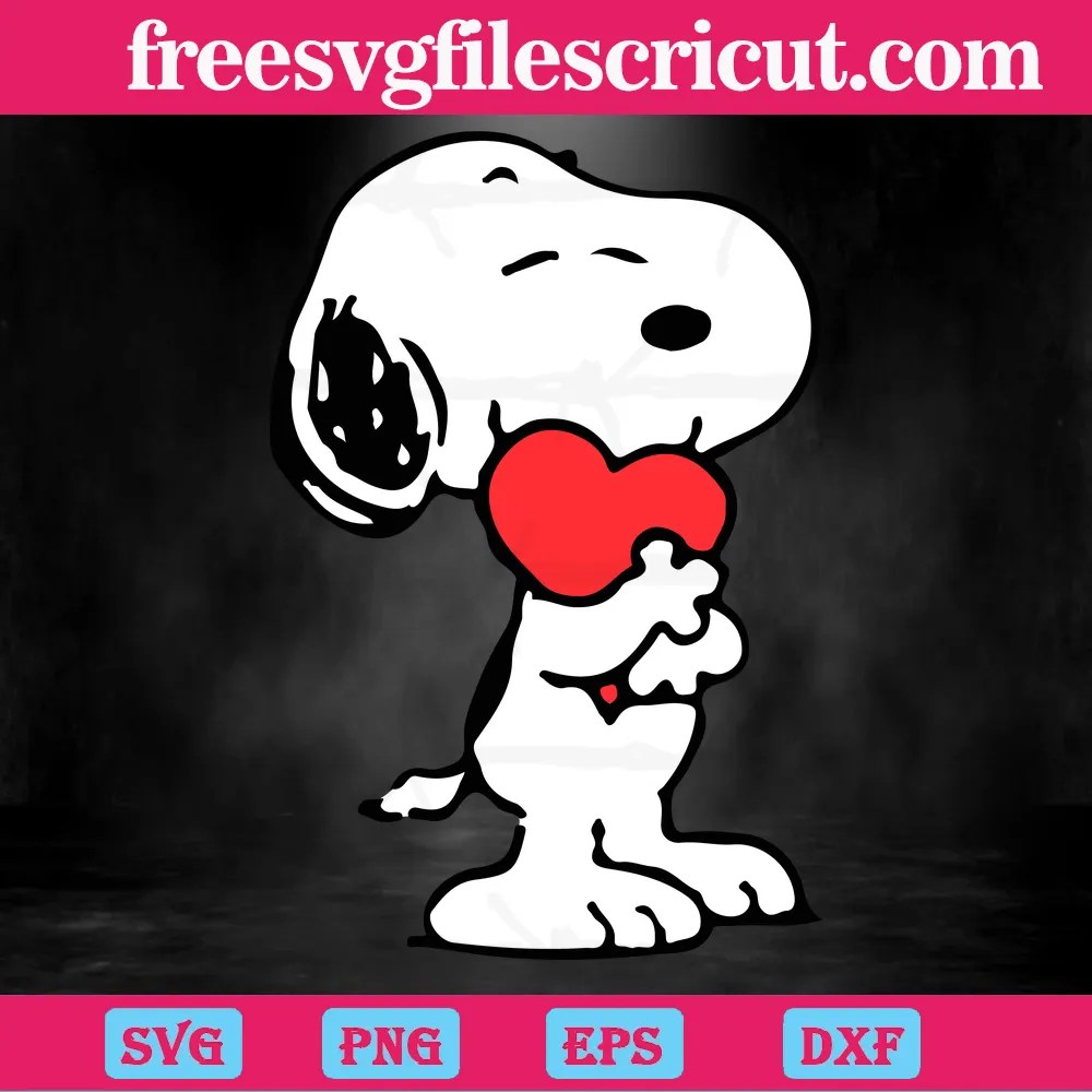 Snoopy Hugging Heart Valentines Day, Vector Illustration free svg