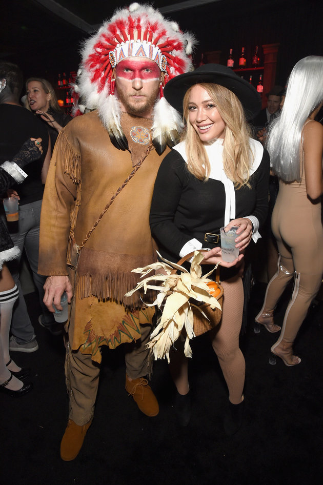 Hillary Duff and Boyfriend Jason Walsh Dress as Pilgrim and Native American ‘Chief’ - MICHAEL KOVAC/GETTY IMAGES.