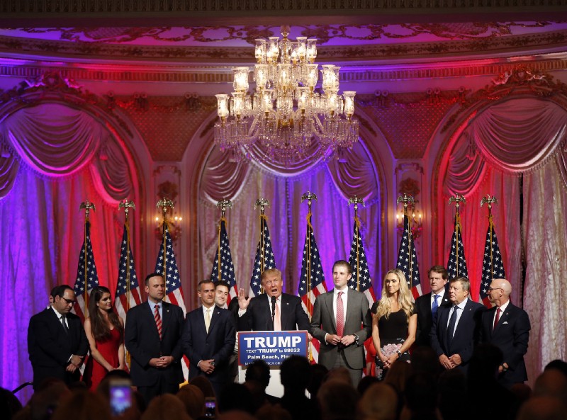 Donald Trump speaks to supporters at his Mar-a-Lago Club in Palm Beach, Florida. CREDIT: AP Photo/Gerald Herbert, File.