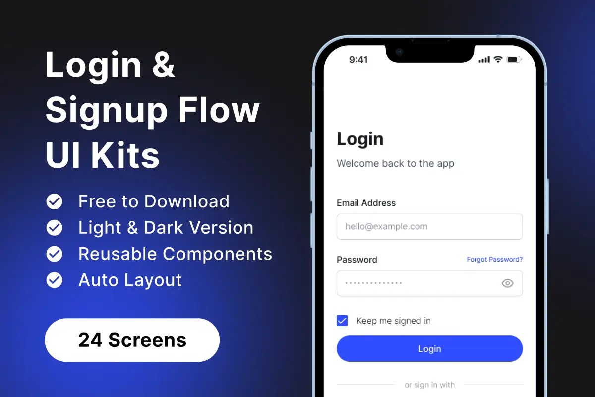 Free Login & Signup Flow UI Kits Figma Free UI Resources