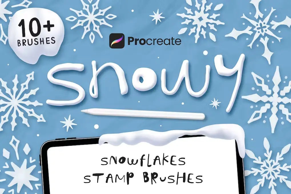 Snowy Free Snowflakes Procreate Stamp Brushes Free UI Resources