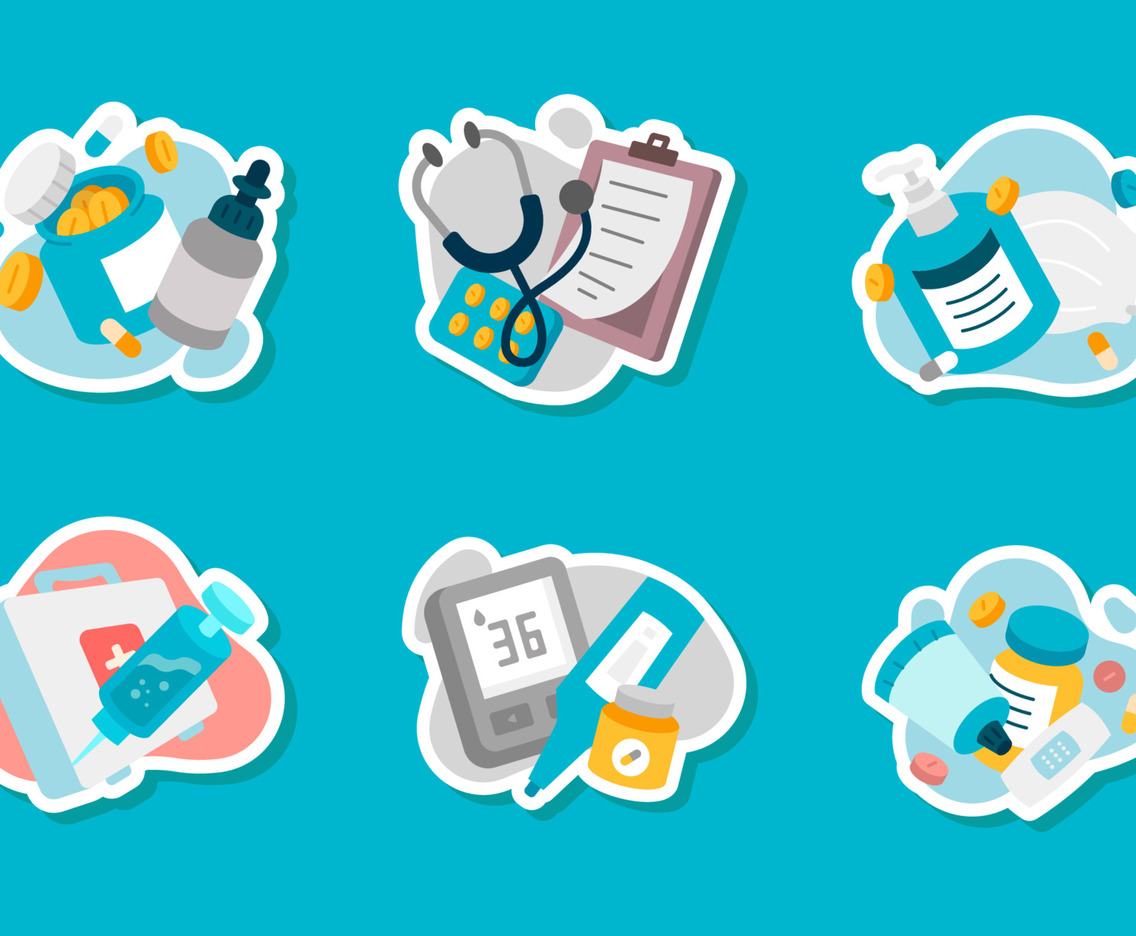 Set of Medical Equipment Stickers