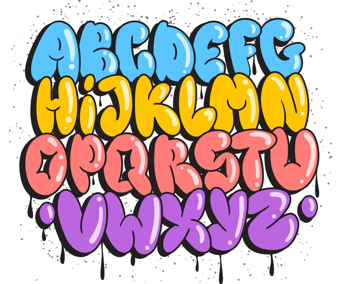 Alphabet Bubble Graffity Letters FreeVectors(04)