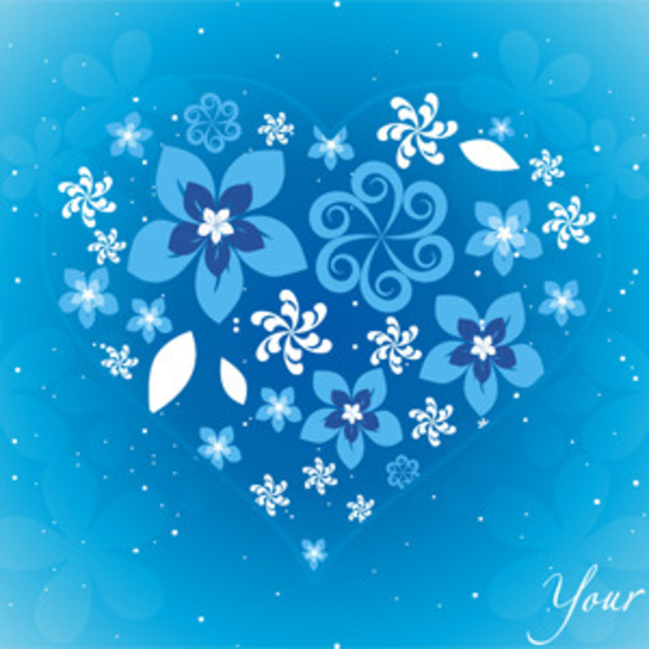 Blue Floral Heart FreeVectors