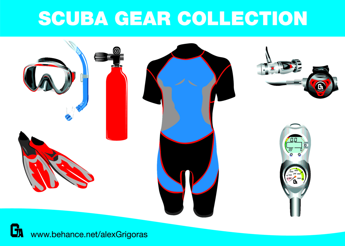 Scuba Gear Collection FreeVectors