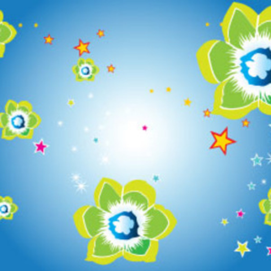 Green And Red Flowers In Blue Background FreeVectors