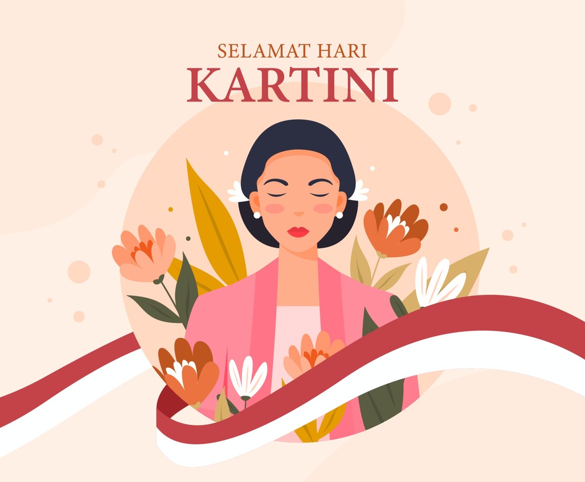 Happy Kartini Day with Flower Decorations FreeVectors