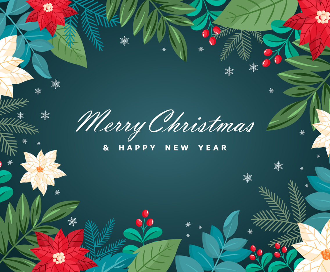 Elegant Floral Christmas Background FreeVectors