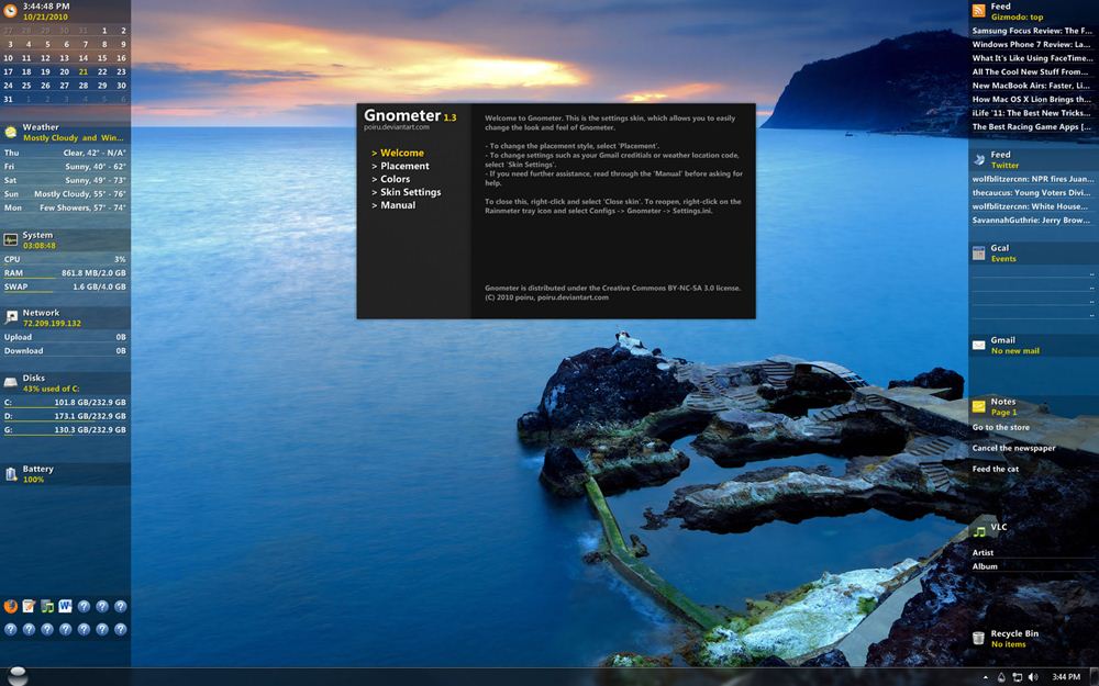 RainMeter: a powerful and highly customizable desktop customization