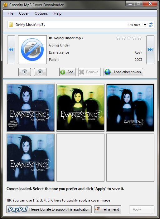Creevity MP3 Cover Downloader add cover art to every audio file in