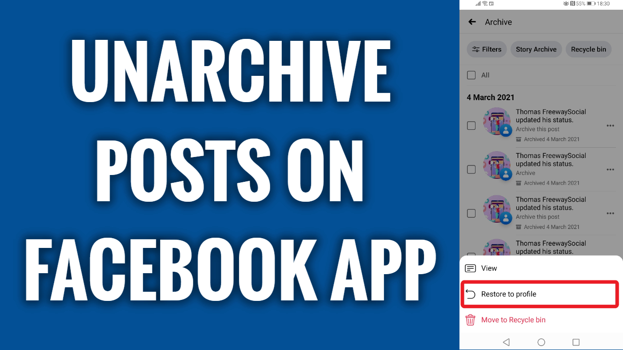 How to Unarchive Posts on Facebook App? FreewaySocial