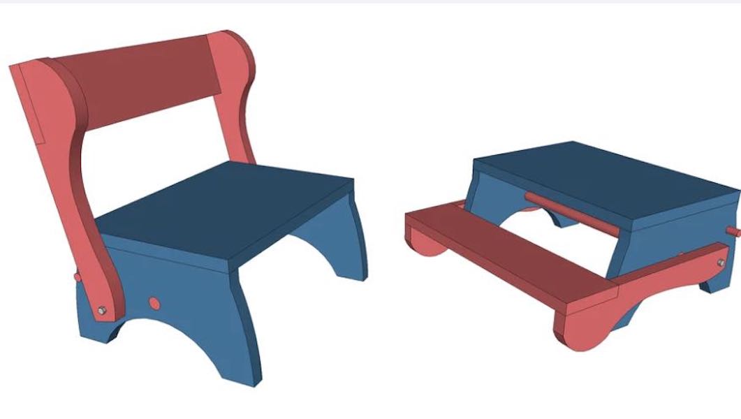 Childs Folding Step Stool and Seat Free Woodworking