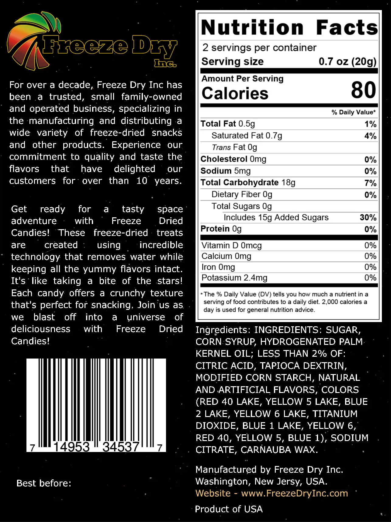 Freeze Dried Candies (Variety Pack) Freeze Dry Inc