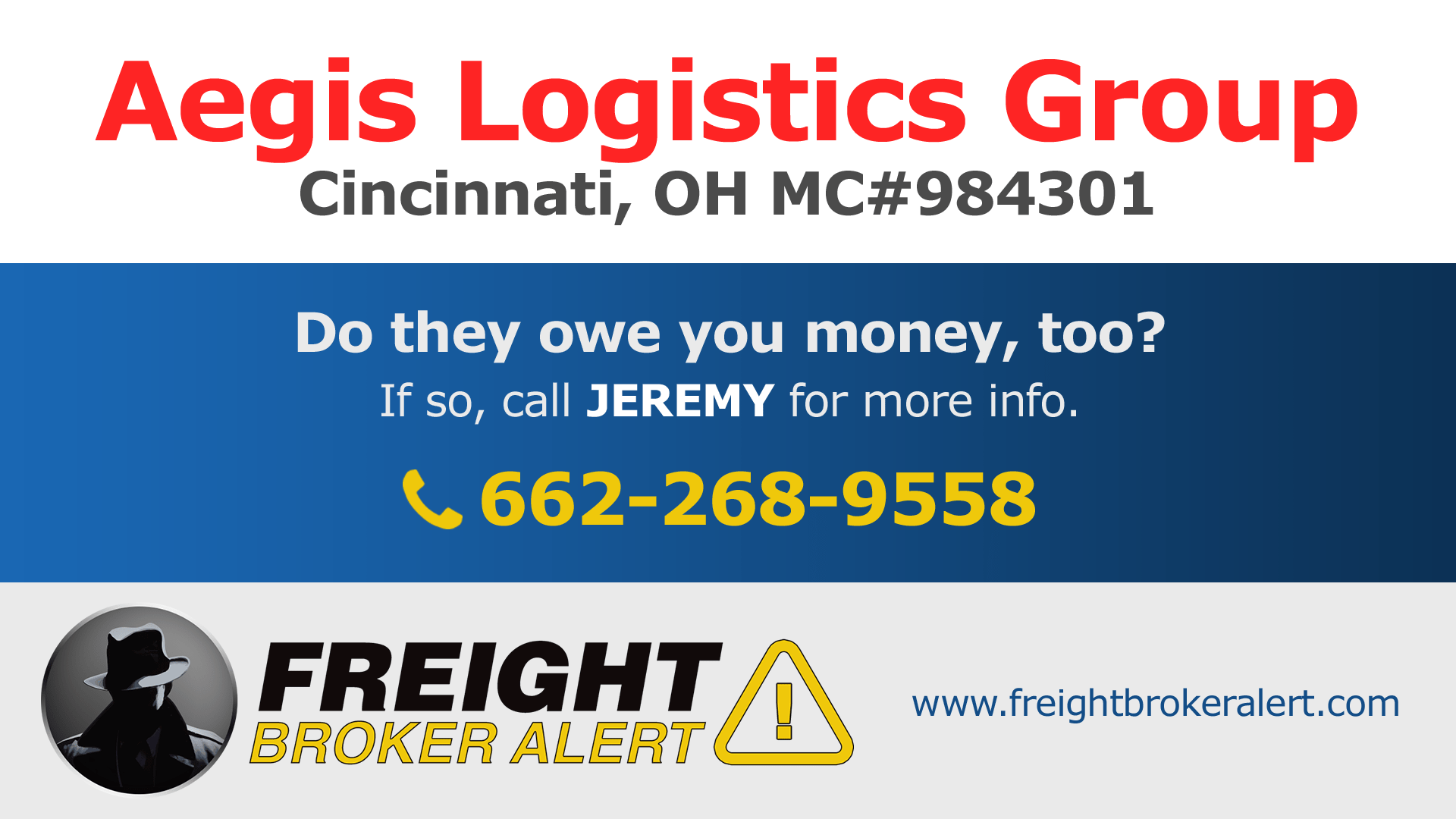 Aegis Logistics Group LLC Freight Broker Alert