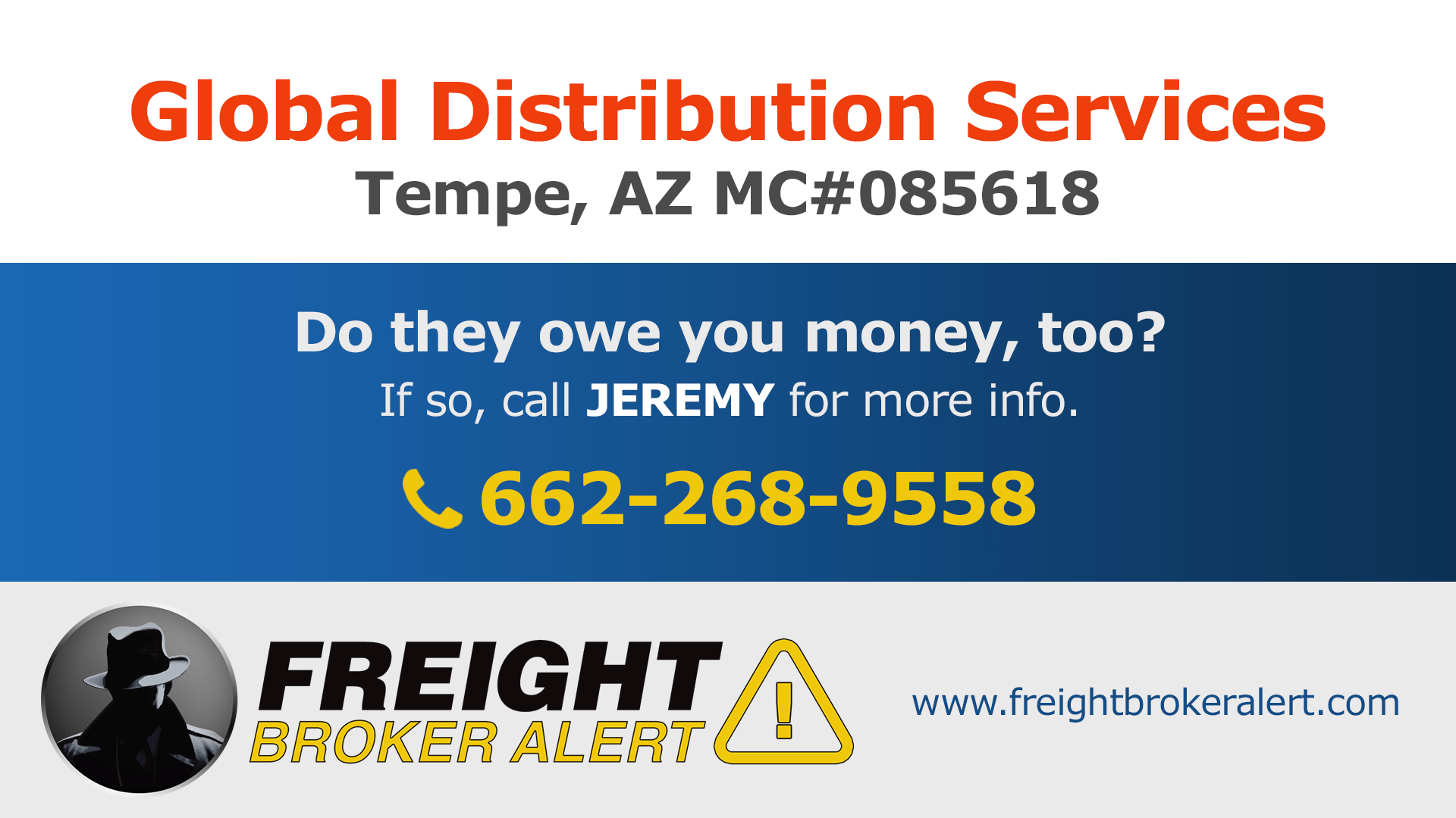 Global Distribution Services LLC Freight Broker Alert