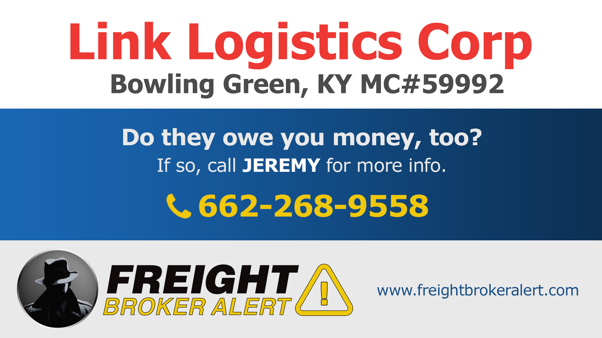 Link Logistics Corp Freight Broker Alert