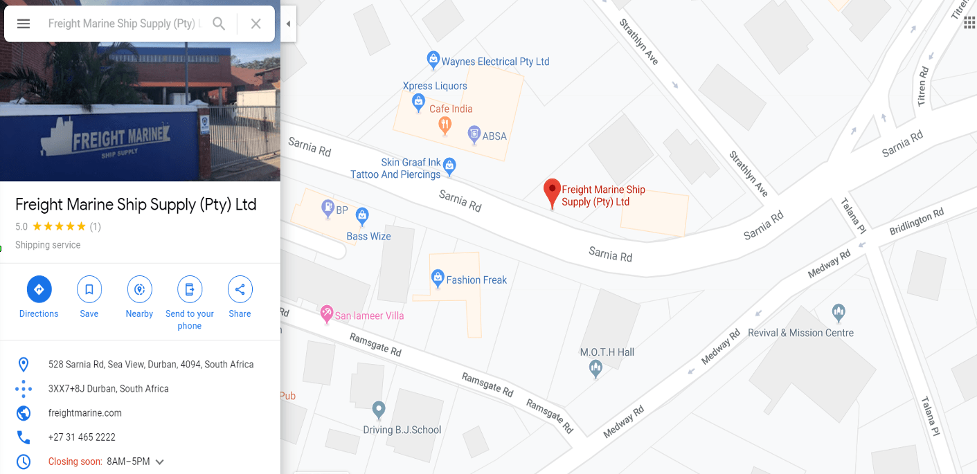 Contact Freight Marine Ship Supply (Pty) Ltd