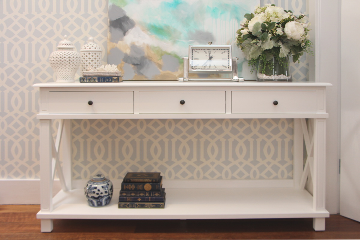 Emily Hamptons Timber Console Table Drawer White Furniture Hall Entry