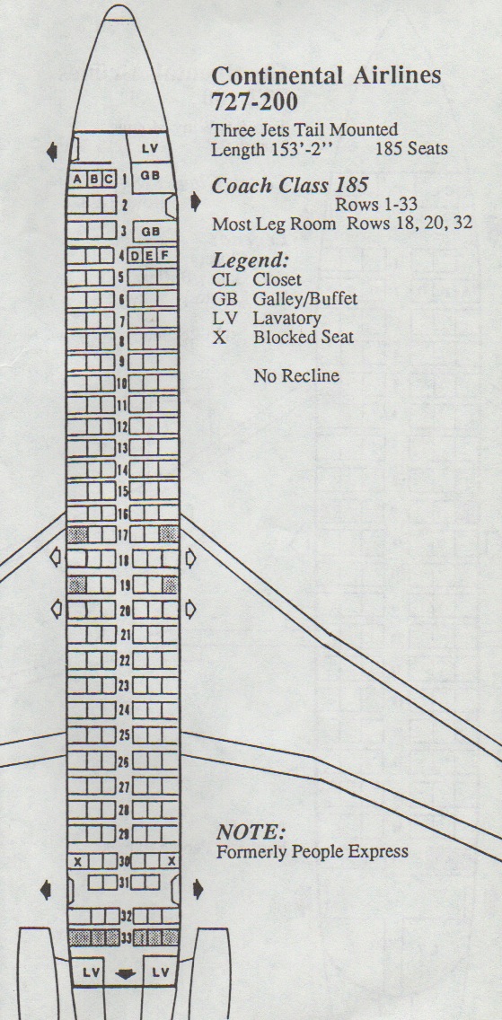 727 Airplane Seating Charts