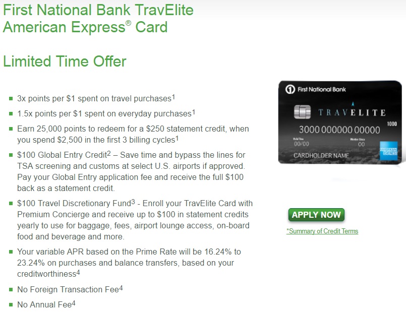Free 100 annual travel credit with new FNBO TravElite card Frequent