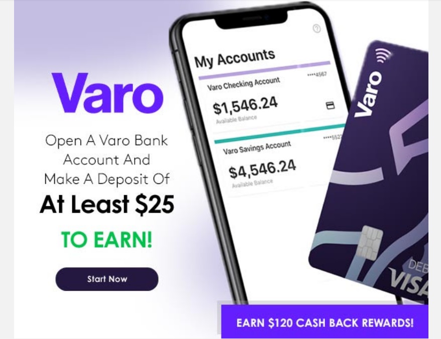 Earn 120 When Opening Varo Account & Depositing 25