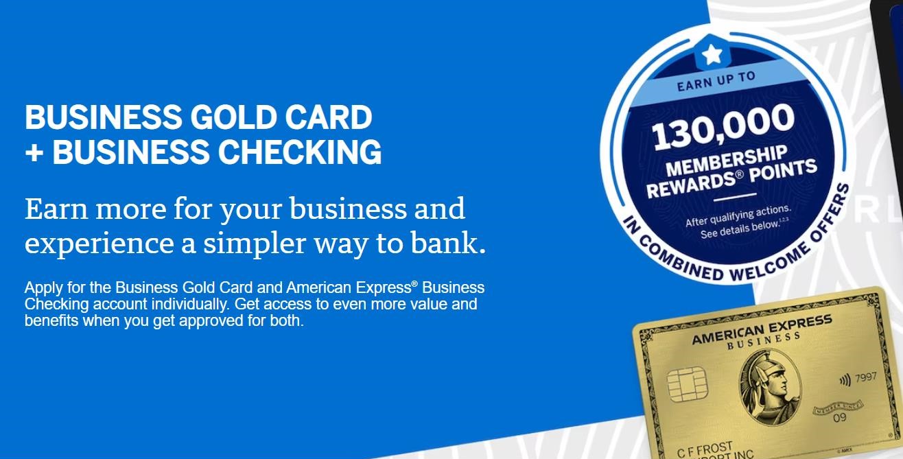 (EXPIRED) Amex Business Gold & Business Checking Bundle Earn 130,000