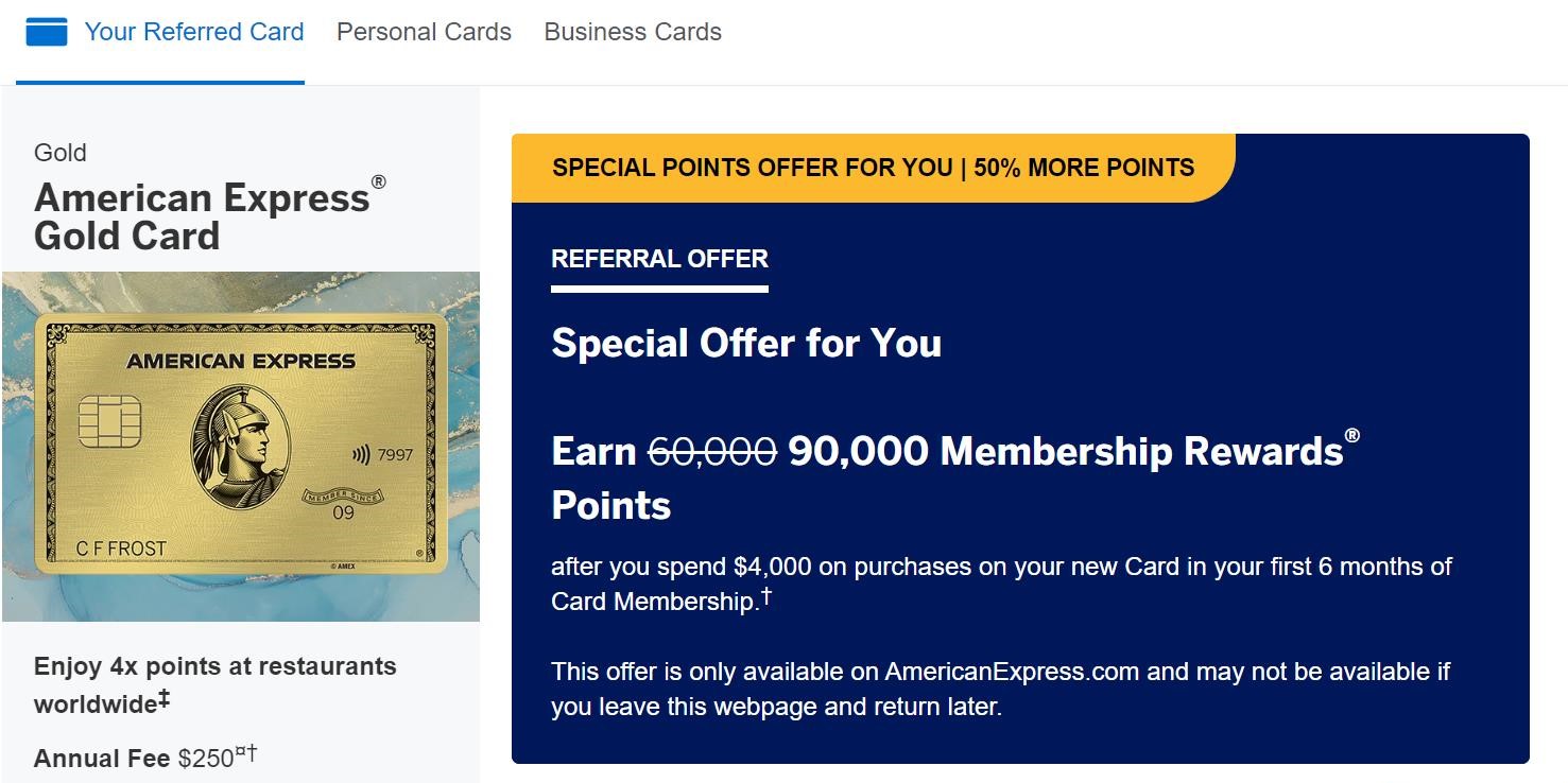 Amex Gold Card Offer Online