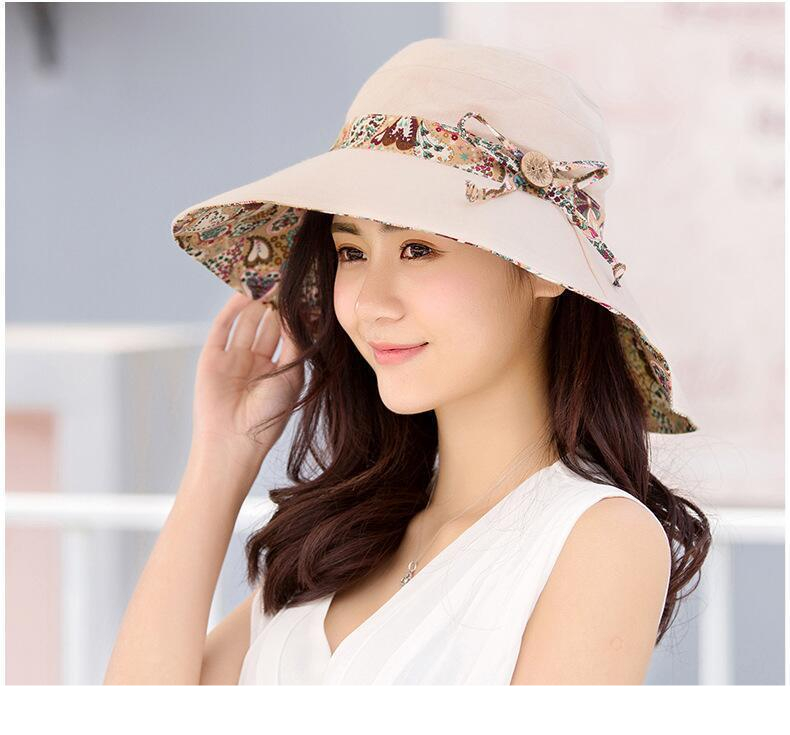 2018 New Brand Women Sun hat Summer Hat Folding Sunscreen Anti-uv big Summer Biking Beach Hat Fashion Sun hat